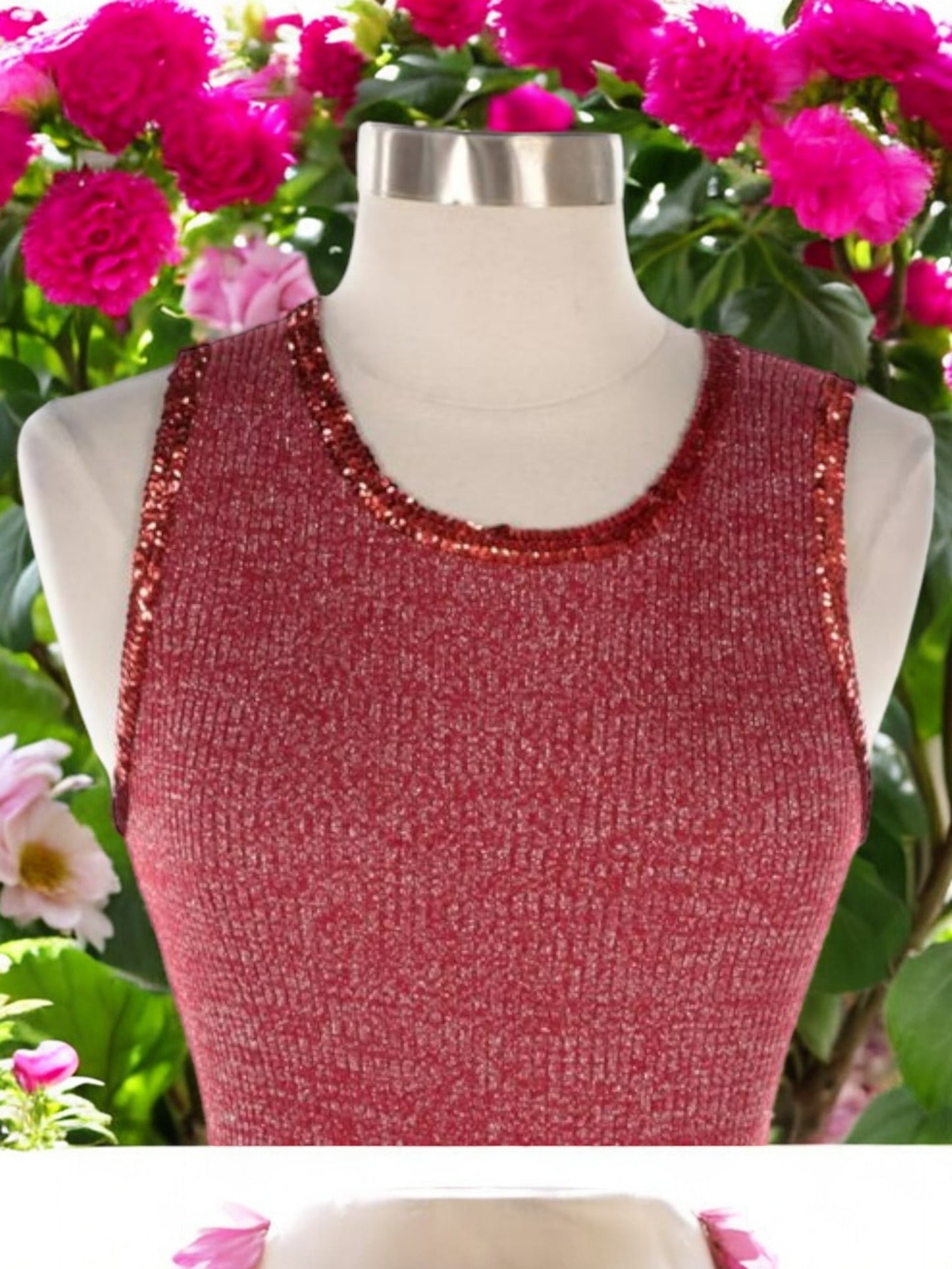 A.B.S. by Allen Schwartz and Vivienne Tam Sequin/Bead Embellished Knit Tank Tops